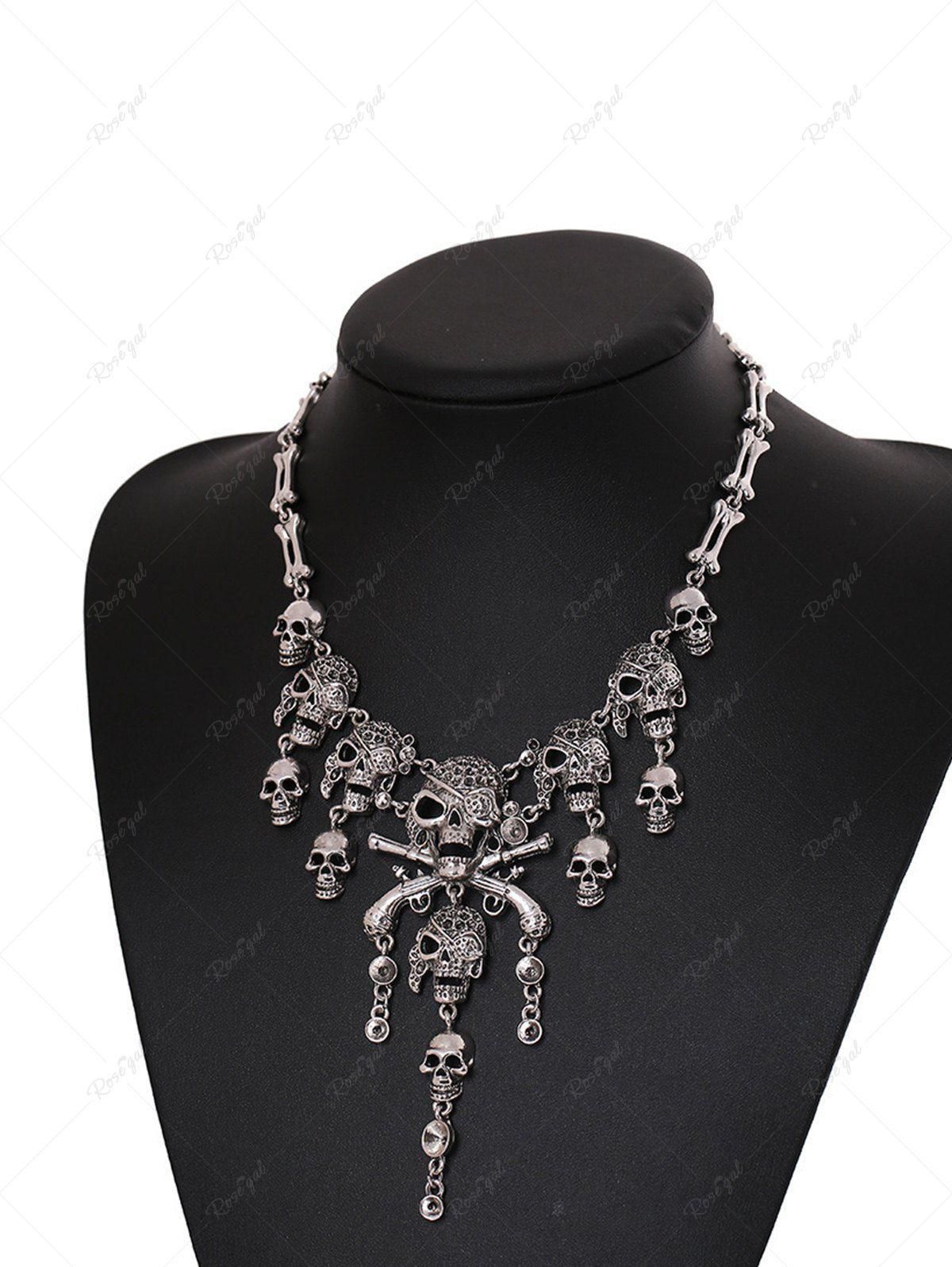 Gothic Retro Skull Tassel Pendant Necklace