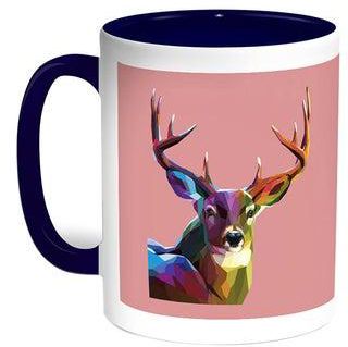 Abstract Art - Deer Printed Coffee Mug Blue/White 11ounce