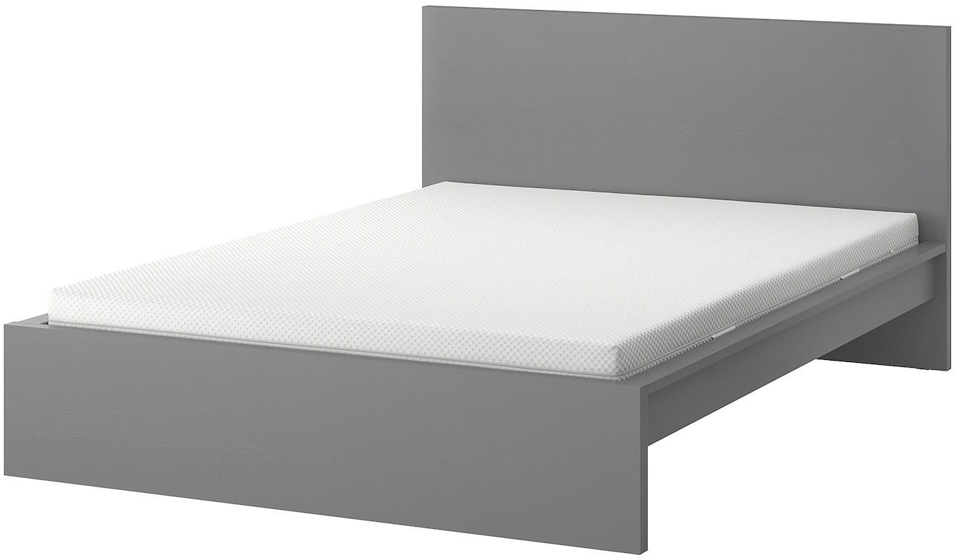 MALM Bed frame with mattress - grey stained/Åbygda firm 140x200 cm