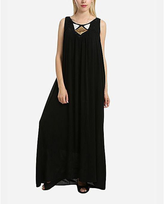ELMA Sequins Sleeveless Maxi Dress - Black