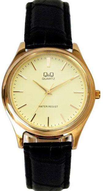 Q&Q Men Leather Watch by Citizen Q852J100Y ANALOGUE (Brown/Gold)