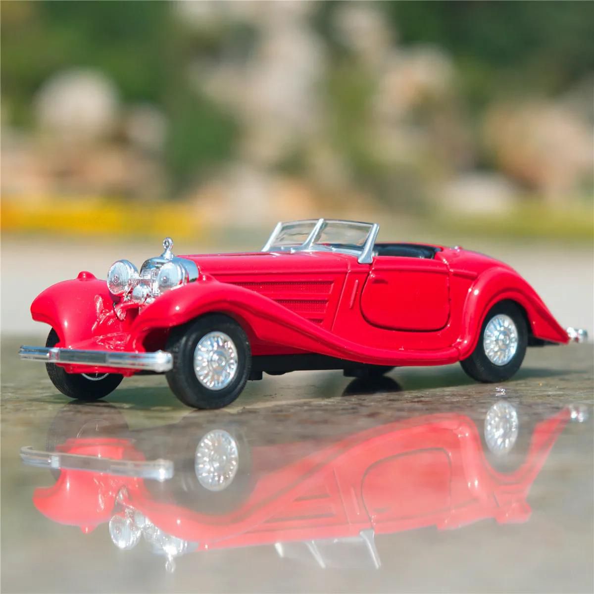 1:36 1936 Mercedes Benz 500K Alloy Car Model Diecast Metal Toy Classic Car Model Pull Back Simulation Collection Kids Gift