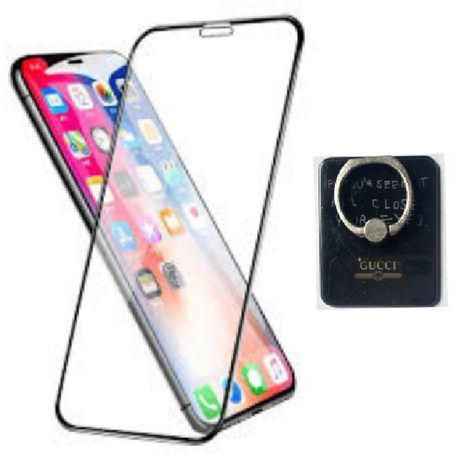 IPhone X Max Screen Guard 5D Tempered Glass+ Free Phone Ring