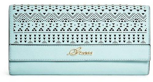 Guess Laser Cut Travel Faux Leather Spring Mint Clutch