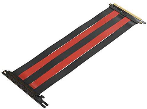 كابل LINKUP Premium PCI-E 3.0 x16 محمي [أسود] كابل توصيل مزدوج المحور PCI Express GPU زاوية قائمة عالمية (أحمر وأسود) 10~100سم PCIEXT11SR-030-RB