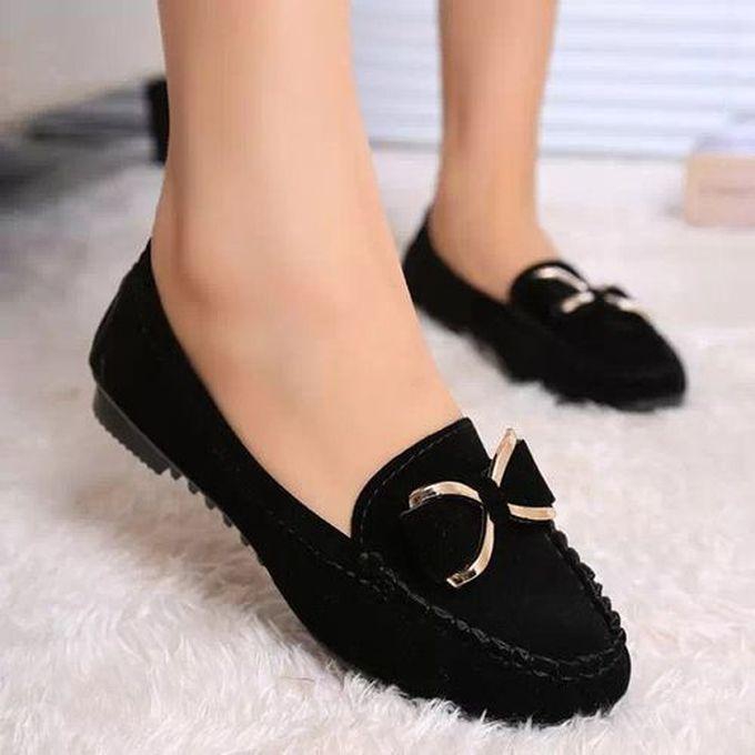 Unique Female Flat Shoe- Black