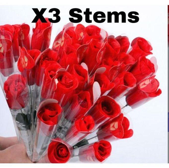 Rose Flower For Gifts, & More ) Single Stem Rose Flower X3