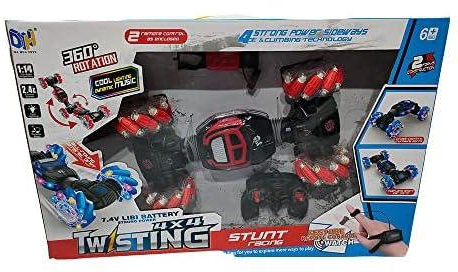 R.C Car 8 Directions Watch Gesture Sensor Car Twisting Off Road Vehicle 360 Degree Flip Double Sided Gesture Sensing Remote Control Stunt Car With Four-Wheel Drive.Reachargeable for Boys red