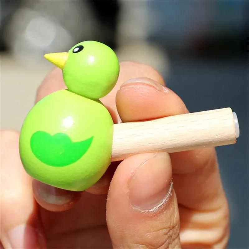 2PCS Random Color Kids Whistle Toy Cute Cartoon Mini Colorful Drawing Bird Model Whistle Musical Instrument