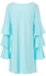 Casual Polyester Ruffle Layer Long Sleeve Mini Dress With V-Neck Light Blue