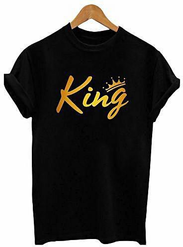 King Mens Quality Black Round Neck Polo T-shirt With Print