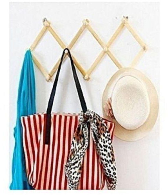 Collapsable Polished Wooden Wall Bag Hanger