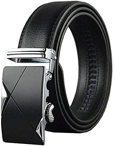 Mens Belt, ELECDON Genuine Leather Fashion Belt Ratchet Dress Belt with Automatic Buckle, Soft Leather Business Belt Fashion for Casual Dress Jeans Khakis (Silver Buckle, Black)