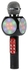 Home Karaoke Wireless Bluetooth Colorful LED Speaker Condenser Microphone Mic XDY37714 Black