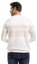 Ted Marchel Ribbed Cuffs Long Sleeves Off White & Beige Chest Pattern Pullover