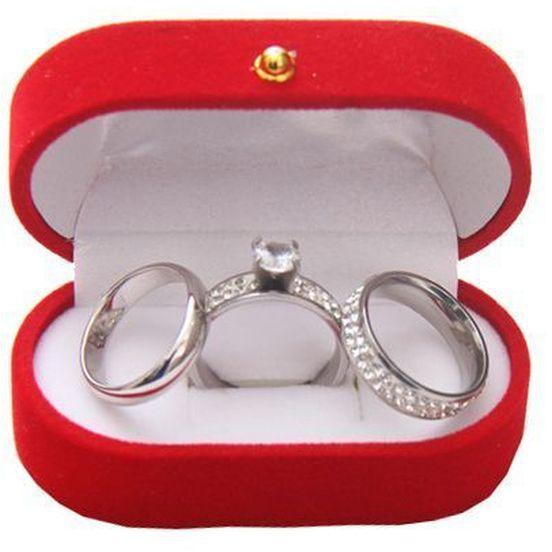 All Round Silver Stoning Engagement And Wedding Ring