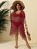 Plus Size See Thru Tassel Crochet Cover Up Dress - One Size