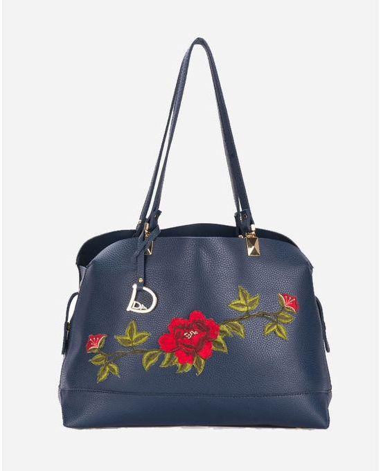 Deeda Floral Handbag - Navy Blue