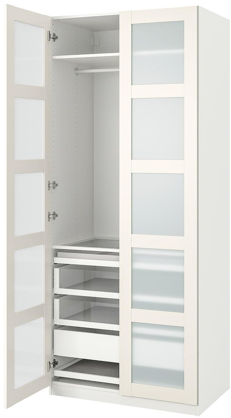 PAX / BERGSBO Wardrobe combination - white/frosted glass white 100x60x236 cm