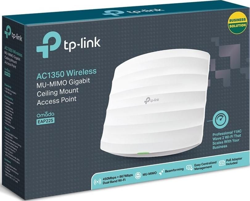 TP-Link EAP225 Access Point Wi-Fi Double Band AC 1350Mbps PoE Gigabit (300Mbps, 2.4GHz) | EAP225