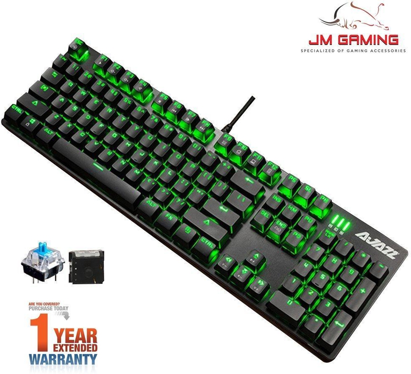 Ajazz Mechanical Gaming Keyboard 104 Keys Usb (Green Led/Blue)