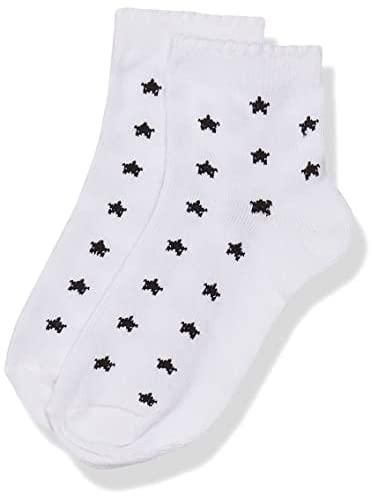 Hendam socks, soft half socket cotton socks for kids, white with black stars, 22_28