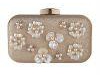 Ecosusi Oval Glitter Crystal Floral Hard Case Clutch Elegant Beaded Evening Bag Proms Wallet Gold