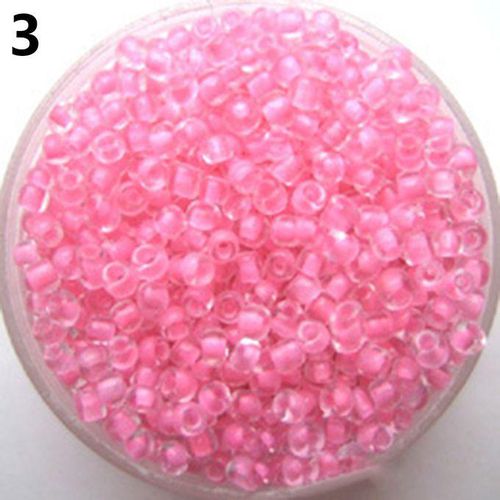 Generic 500Pcs 2mm Round Glass Seed Beads For DIY Bracelet-Dark Pink