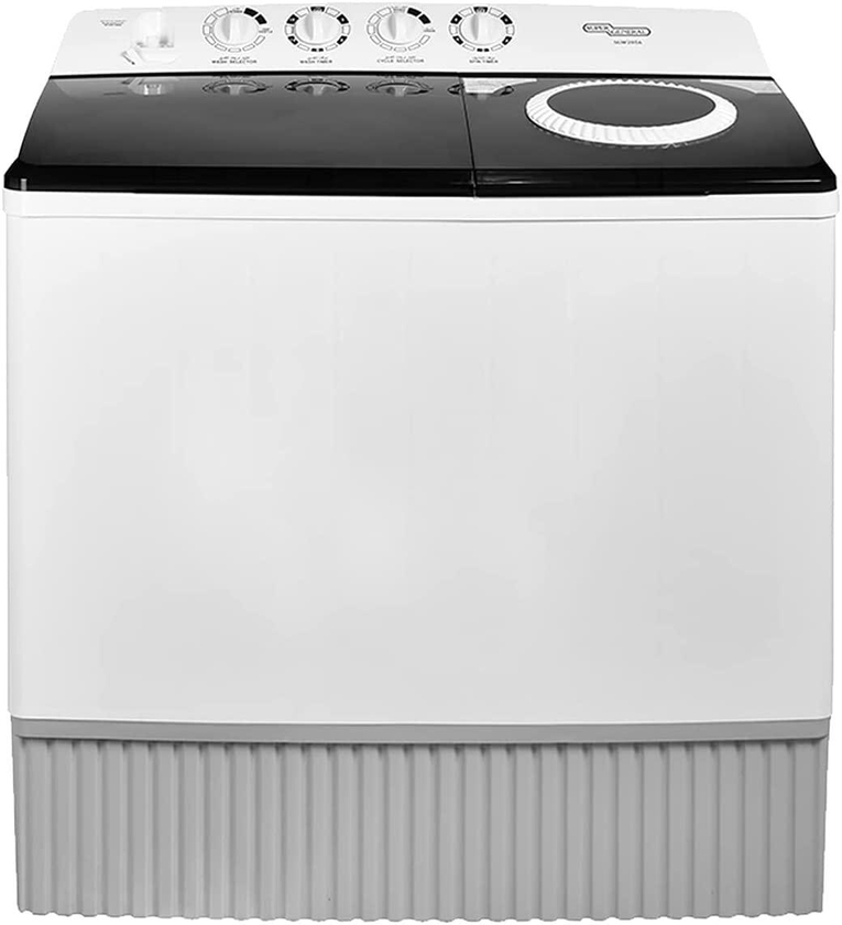 Super General 20 Kg Twin-Tub Semi-Automatic Washing Machine, White/Black, Efficient Top-Load Washer With Lint Filter, Spin-Dry, SGW-2056, 1 Year Warranty