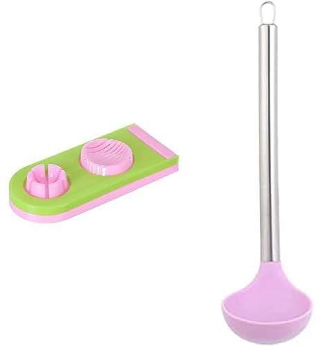 Jasin 2 in 1 plastic egg cutter, 9 x 21 cm - colors vary + Jasin spatula silicone spatula spatula, 11x8 cm - colors vary