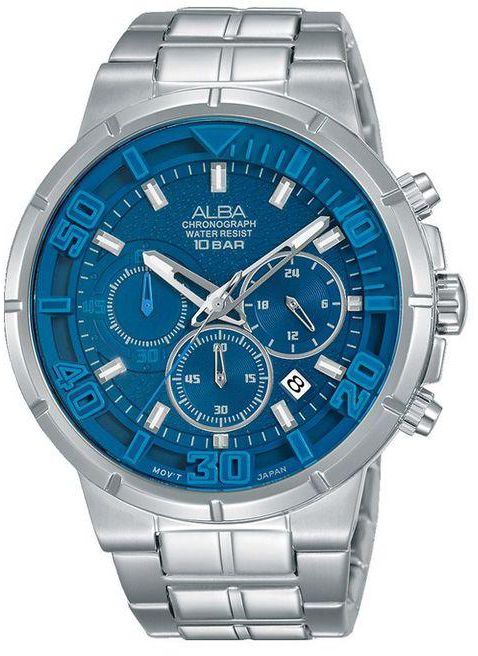 Alba Men's Hand Watch Stainless Steel Band Blue Dial AT3D89X1