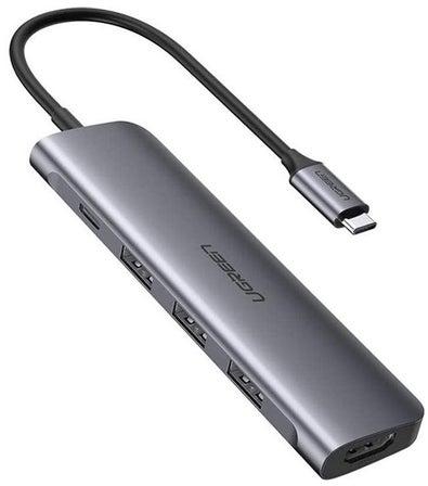 USB Type C to HDMI + USB 3.0*3 + PD Power Converter Grey