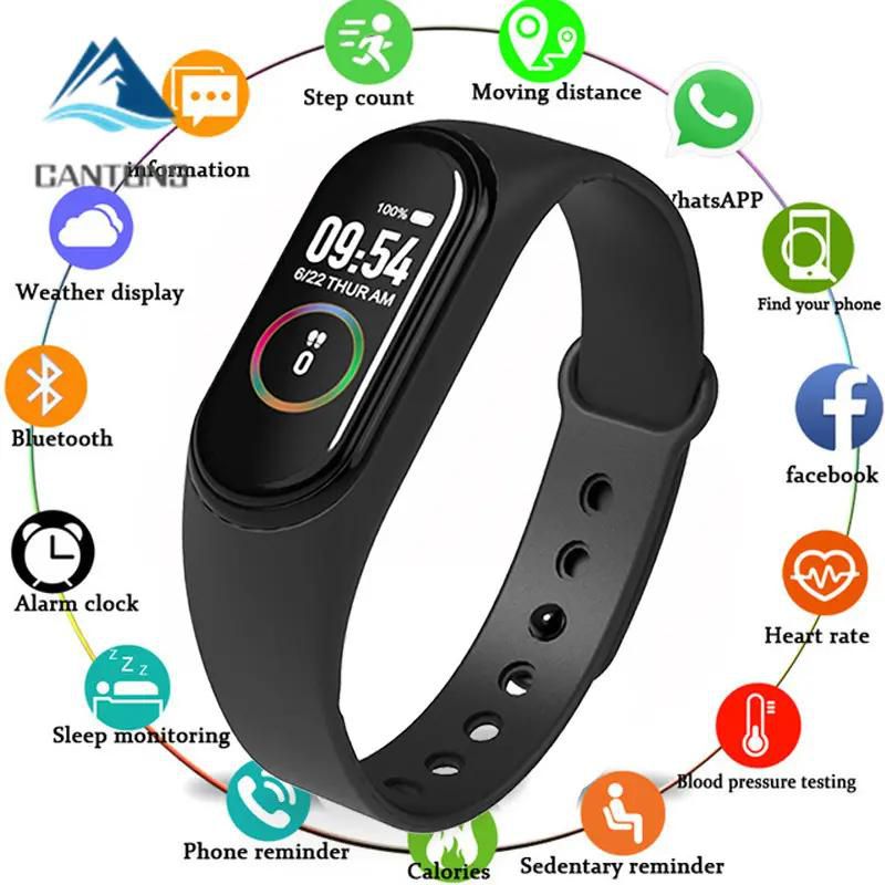 CANTONS M4 Smartwatchs Wristband Blood Pressure Heart Rate Monitor Pedometer Sports Bracelet