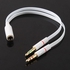 3.5mm Female to TWO Male connectors for Headphone and Microphone Audio Y Splitter Cable - White