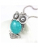 Generic Stone Necklace Shaped Owl - Light Blue & Silver
