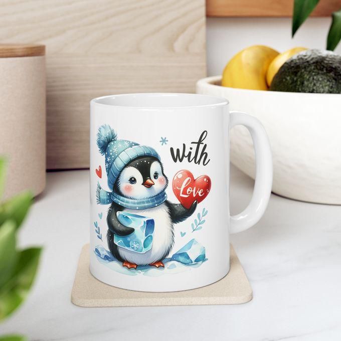 Valentine's Day Penguin Mug مج مطبوع لعيد الحب