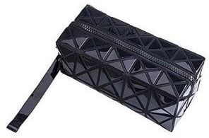 Faon Geometric Sequin Cosmetic Makeup Bag Black