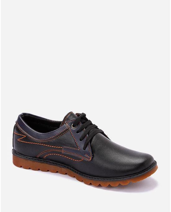 Dani Leather Lace Up Casual Shoes - Black