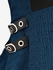 Plus Size Textured Pentagram Full Zipper Cinched Lace Trim PU Straps Buckle Ruched T-shirt - M | Us 10