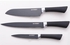 La Vita - 3 Pcs Stainless Steel Knife Set 5/7/8 inch Black Velvet Etched non stick Blade