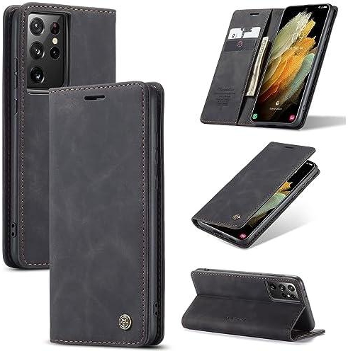 Compatible with samsung Galaxy s21 ultra 5G Case Multifunctional Horizontal Flip Leather Case, with Card Slot & Holder & Wallet for Samsung Galaxy s21 ultra 5G (black)