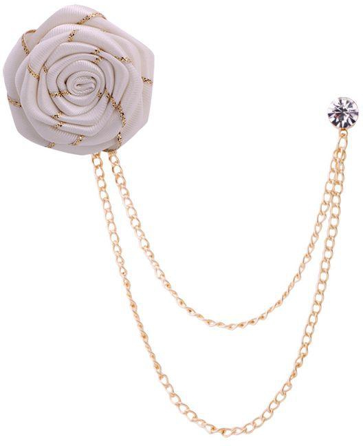 Rose Brooch Tassel Chain Pin Suite Accessory Grooms Wedding