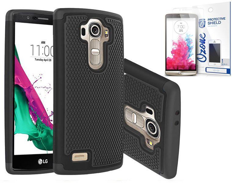 Ozone Silicone Hybrid Case w/ screen protector for LG G4 Black