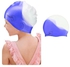 Silicone Swimming Cap Waterproof For Kids & Adults, White/Blue