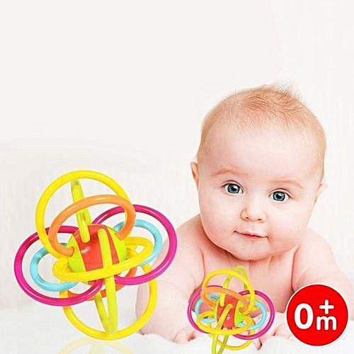 Generic Baby Toddler Toy Colorful Rattle Ball Non-toxic Silicone Sensory Teether Activity Toy