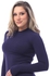 Red Cotton High Neck Long Sleeve T-shirt For Women