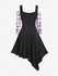 Plus Size Cold Shoulder Ruffles Lace-up Plaid Long Sleeves Asymmetric Midi Dress - 4x | Us 26-28