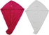 Lushh 2Pcs Hair Towel Turban Wrap, 100%Cotton Bath Shower Head Towel, Quick Magic dryer, Hat wrapped Bath Cap (Fuchsia-White)