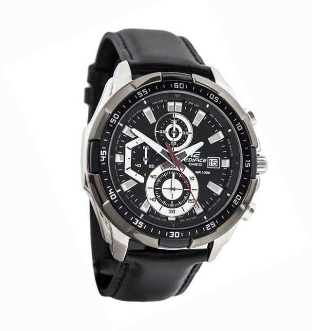 Casio EFR-539L-1AVUDF Leather Watch - For Men - Black