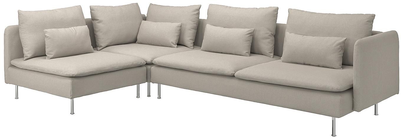 SÖDERHAMN Corner sofa, 4-seat - with open end/Fridtuna light beige